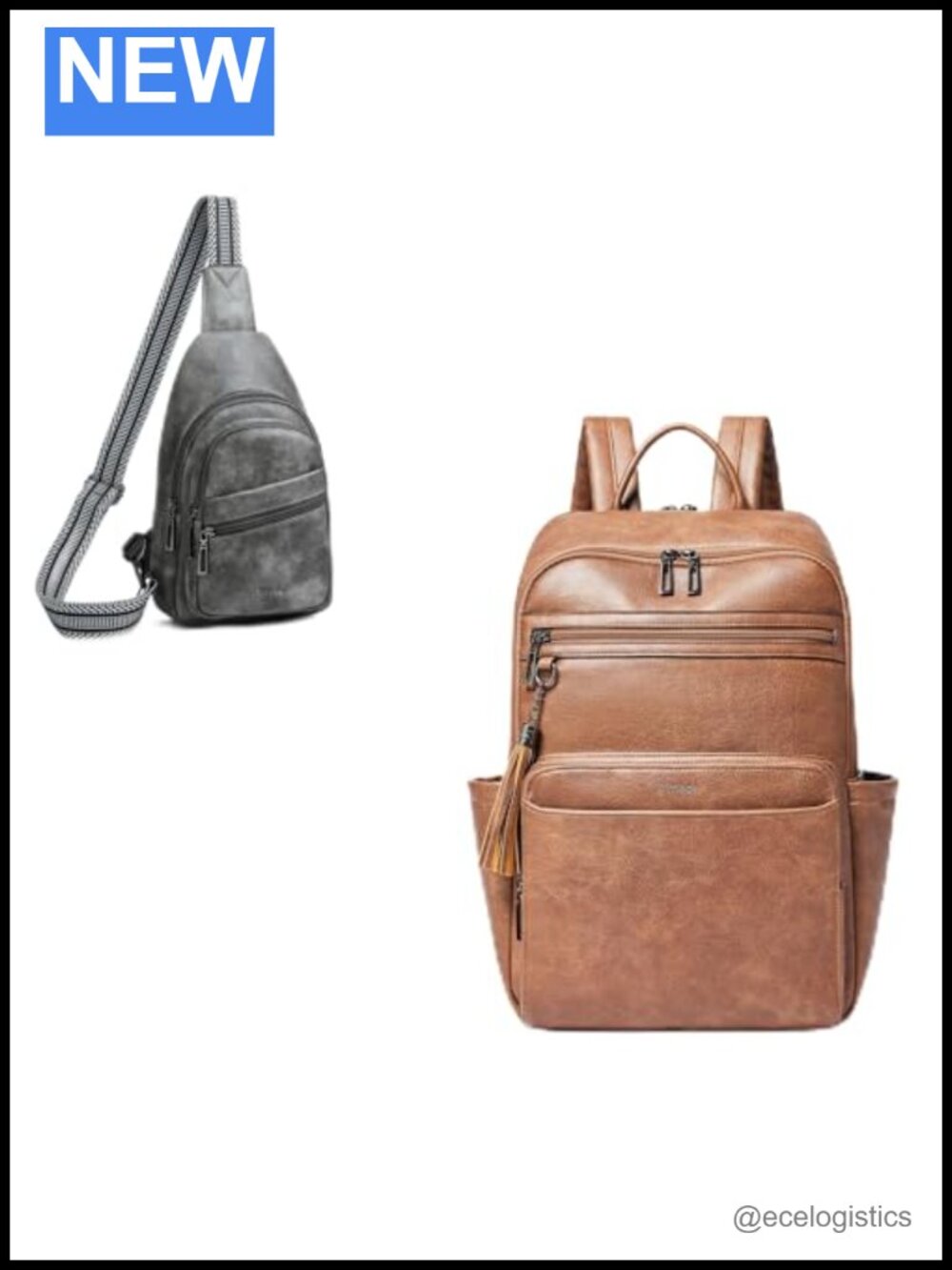Women's Leather Sling Bag Crossbody + Laptop Backpack 15.6"